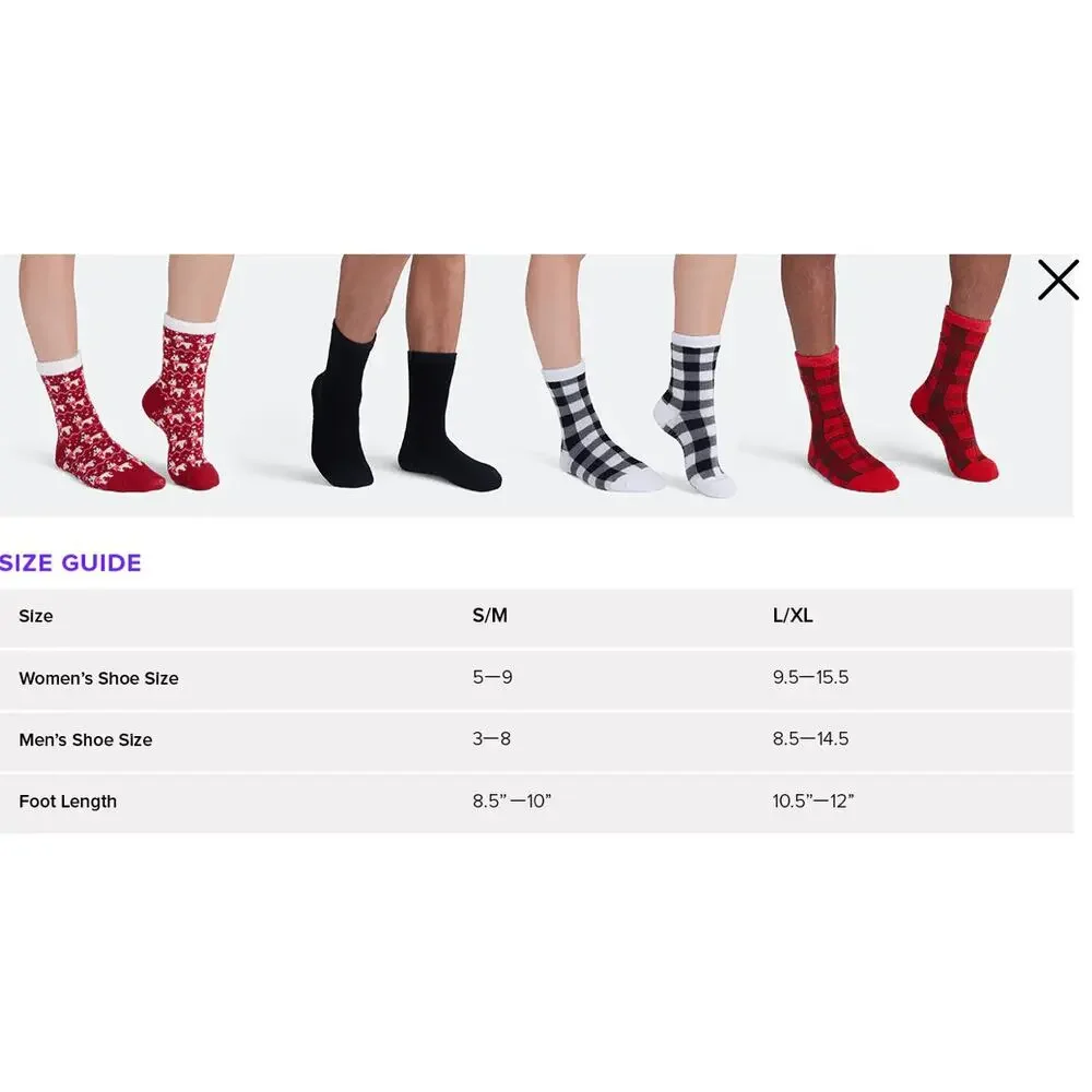 Me Undies Cozy Socks Unisex L/XL Non Slip Tartan Plaid W 9.5-13 M 8.5-14